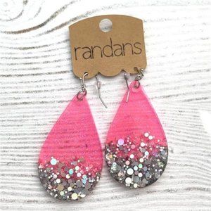 Brand New Never Worn Pink/Silver Ombre Large Dangle Earrings